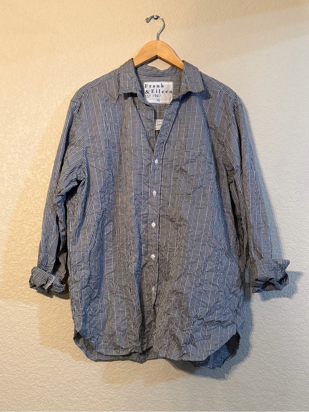 Frank & Eileen Women’s Joedy Signature Crinkle Button-Down Shirt, Sz XL